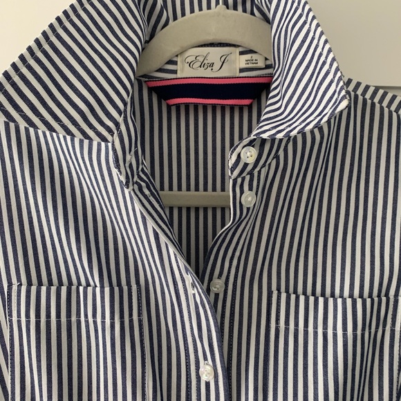 NWOT ELIZA J Striped Button Down Shirtdress - Picture 2 of 3